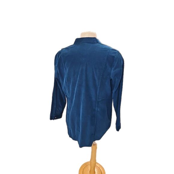 J Jill Blue Button Front Long Sleeve Corduroy Tunic Shirt Pockets Size XL - Picture 2 of 6